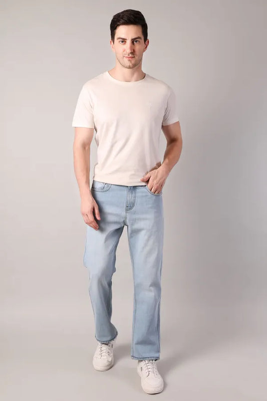Frosted Sky Blue Regular Fit Jeans