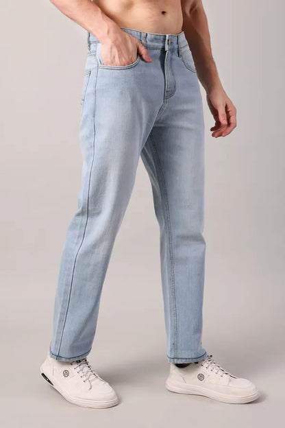 Frosted Sky Blue Regular Fit Jeans
